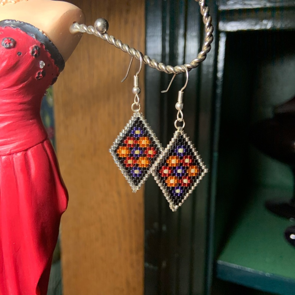 Handmade Glass Seed Bead Earrings